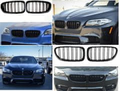 UNI Predná maska ľadvinky Double-line BMW 5 F10/F11 2010-2016 čierna