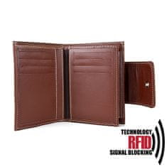 VegaLM Kožená peňaženka vybavená blokáciou RFID / NFC v hnedej farbe