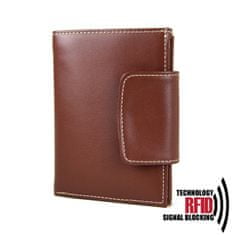 VegaLM Kožená peňaženka vybavená blokáciou RFID / NFC v hnedej farbe