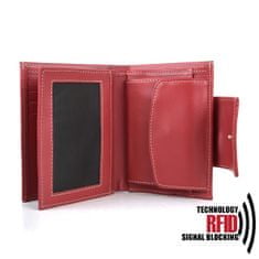 VegaLM Kožená peňaženka vybavená blokáciou RFID / NFC v červenej farbe