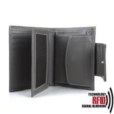 VegaLM Kožená peňaženka vybavená blokáciou RFID / NFC v šedej farbe