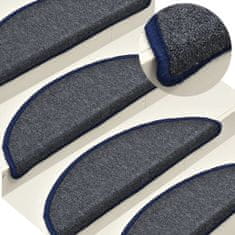 Vidaxl Kobercové nášľapy na schody 15 ks tmavosivé a modré 65x24x4 cm
