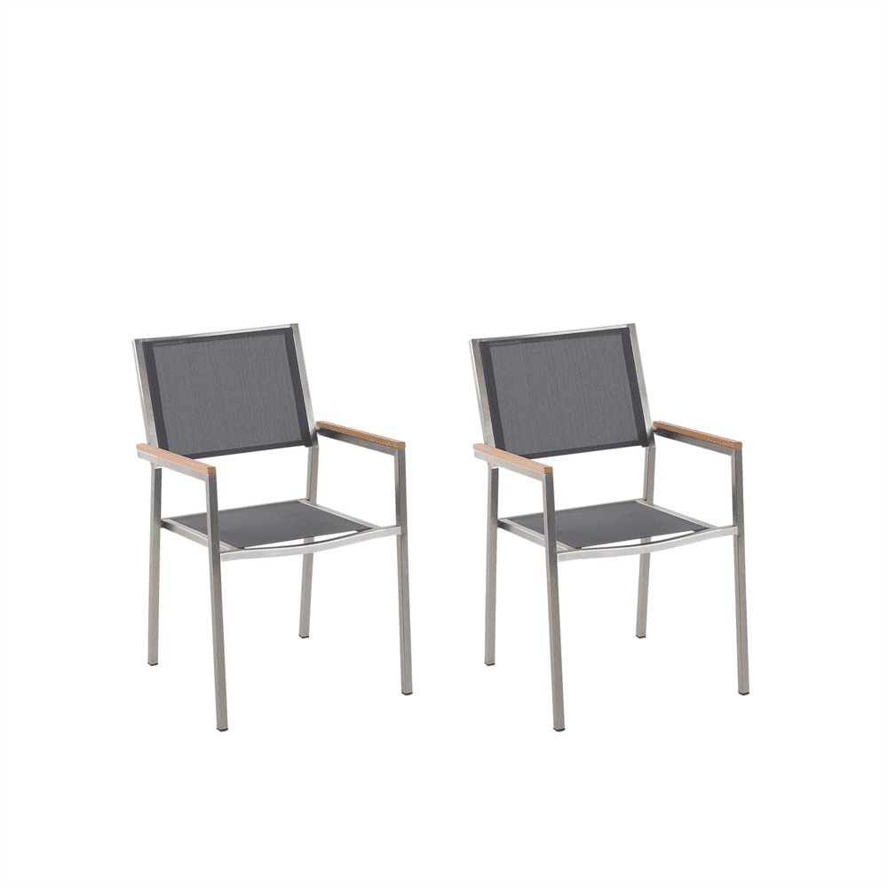 Beliani Sada dvoch sivých záhradných stoličiek z nerezovej ocele GROSSETO