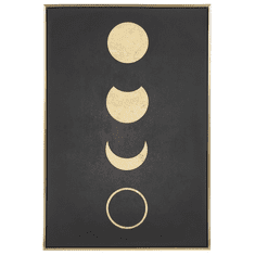 Beliani Zarámovaná maľba na plátne fázy Mesiaca 63 x 93 cm čierna / zlatá CAMERI