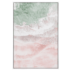 Beliani Nástenná maľba s motívom mora 63 x 93 cm ružová / zelená SCORDIA