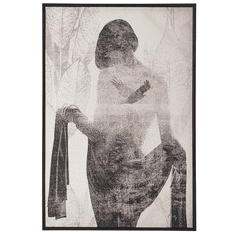 Beliani Zarámovaný obraz na plátne žena 63 x 93 cm sivý VOLTANO