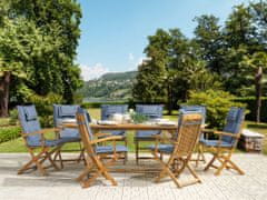 Beliani Záhradný stôl a 8 stoličiek s modrými vankúšmi MAUI