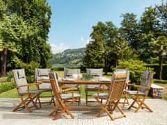 Beliani Záhradný stôl s 8 stoličkami so sivobéžovými vankúšmi MAUI