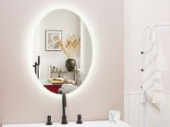 Beliani Nástenné oválne zrkadlo s LED osvetlením 60 x 80 cm strieborné VIRIAT
