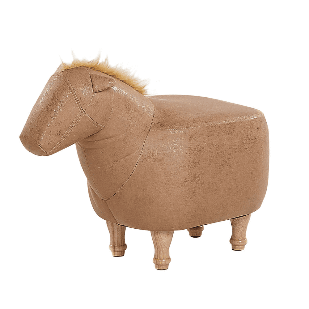 Beliani Zvieracia stolička béžová z umelej kože HORSE