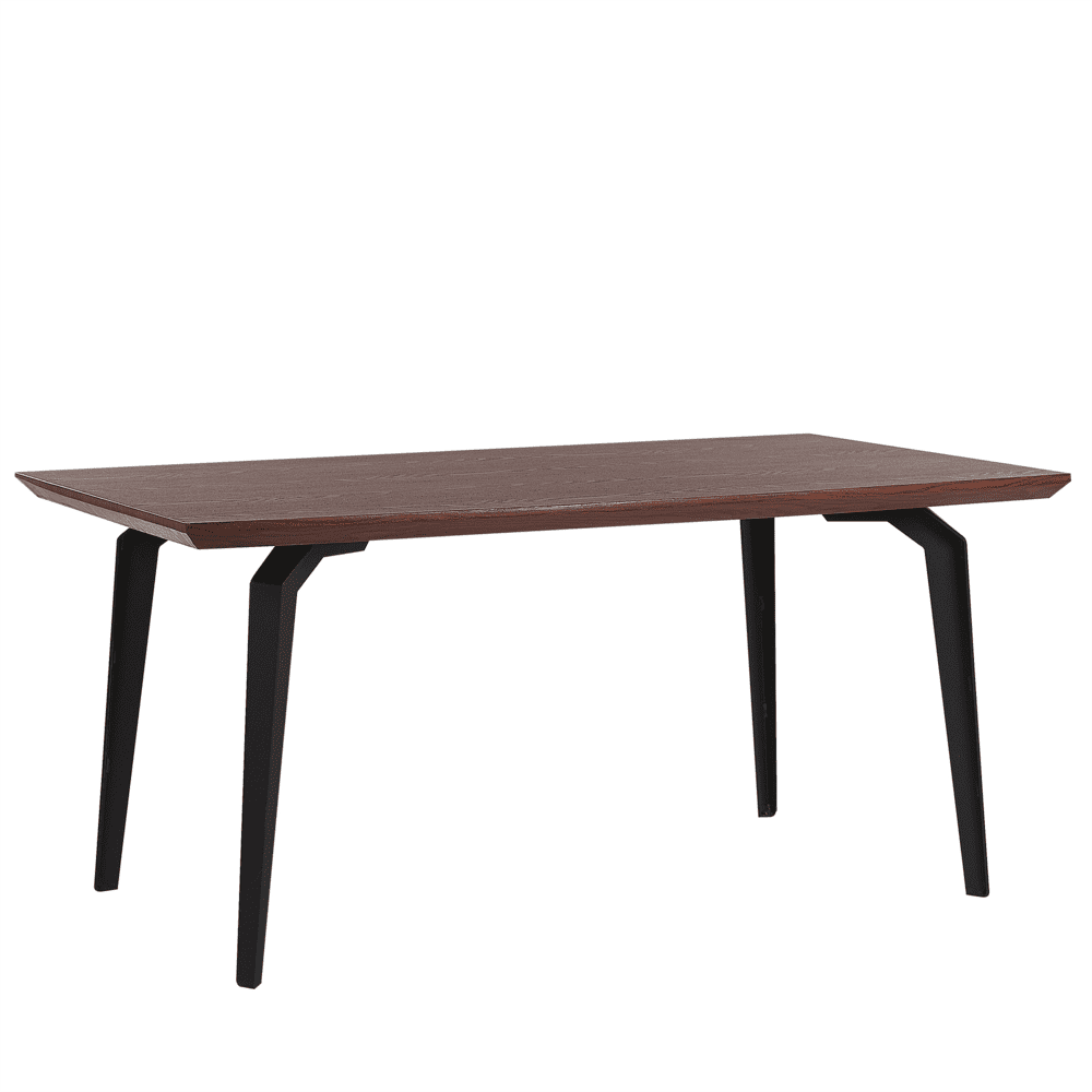 Beliani Jedálenský stôl 160 x 90 cm tmavé drevo s čiernym AMARES