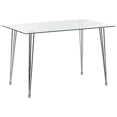 Beliani Jedálenský stôl so sklenenou doskou 120 x 70 cm strieborný WINSTON
