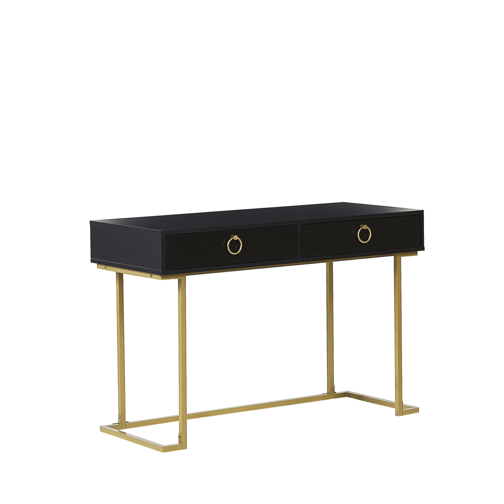 Beliani Konzolový stolík s 2 zásuvkami čierna / zlatá WESTPORT