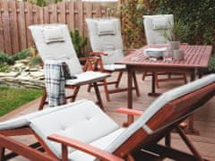 Beliani Sada 2 drevených záhradných stoličiek s béžovými a sivými vankúšmi TOSCANA
