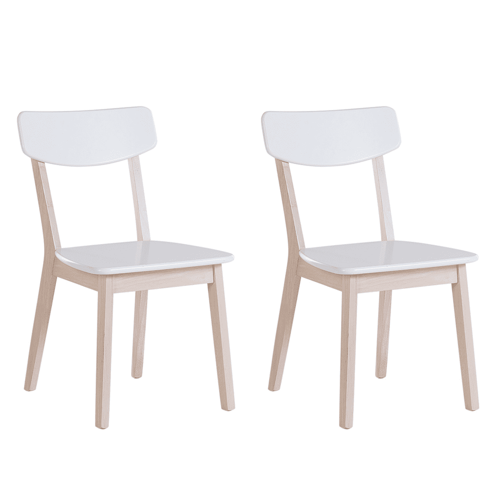 Beliani Sada dvoch drevených jedálenských stoličiek biela SANTOS