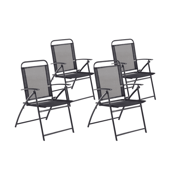 Beliani Sada štyroch záhradných skladacích stoličiek v čiernej farbe LIVO