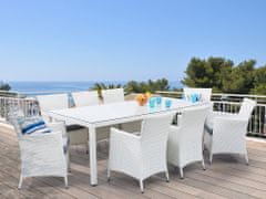 Beliani Biela ratanová záhradná súprava 220 cm stola a 8 stoličiek ITALY 220