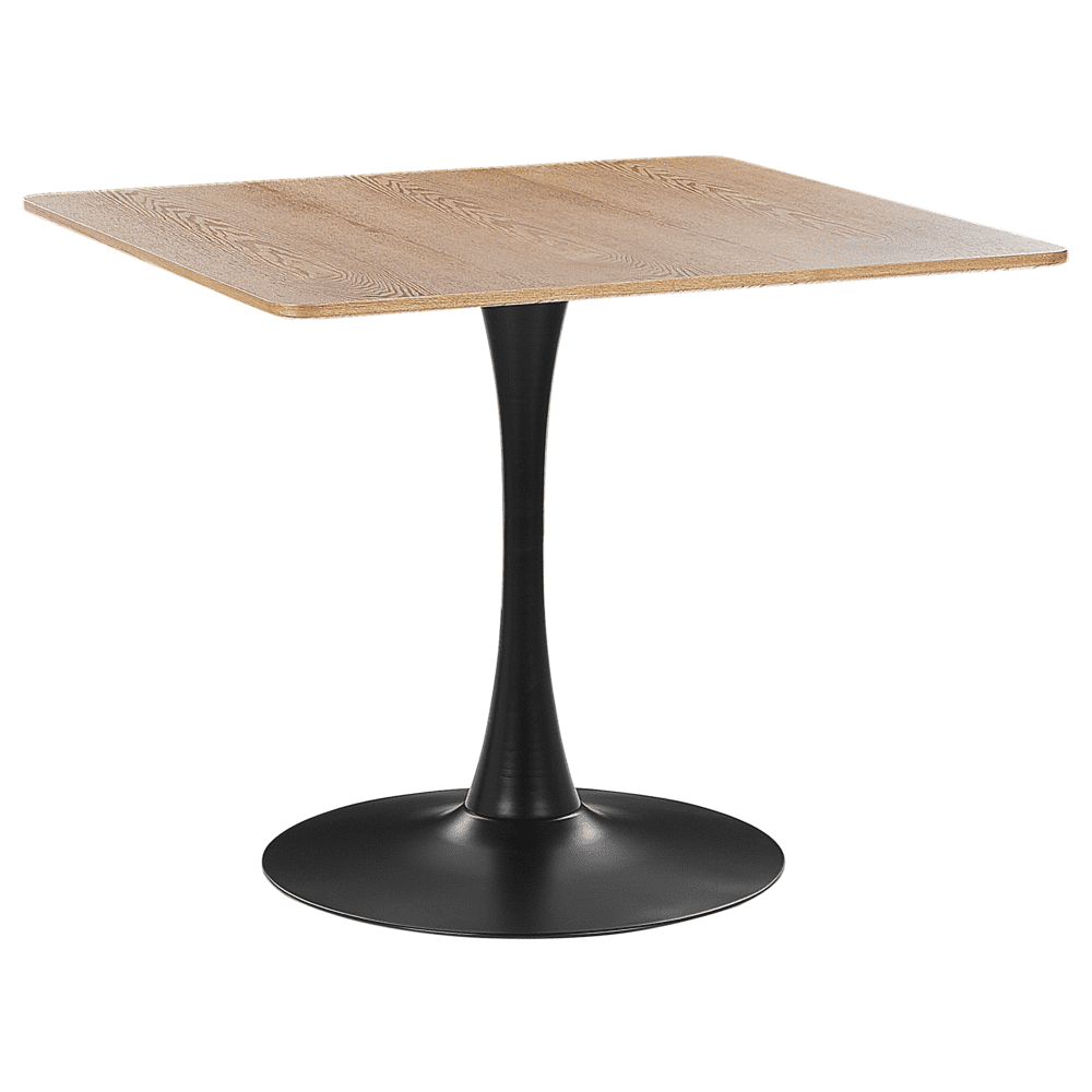 Beliani Jedálenský stôl 90 x 90 cm svetlé drevo/čierna BOCA