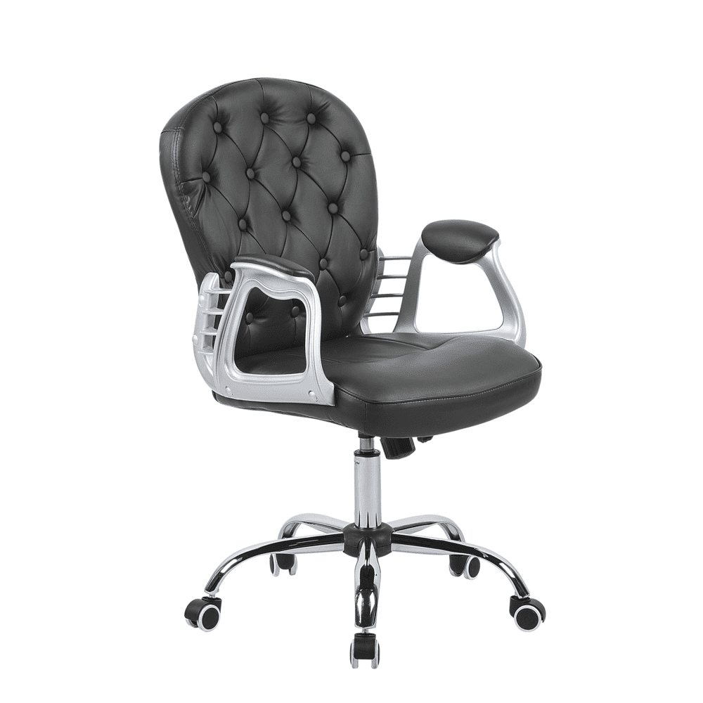 Beliani Otočná kancelárska stolička z eko kože čierna PRINCESS