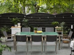 Beliani Sada záhradného nábytku stôl so sklenenou doskou 220 x 100 cm 8 sivých stoličiek GROSSETO