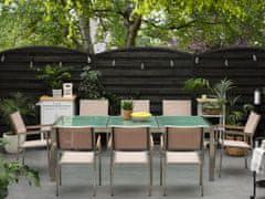 Beliani Sada záhradného nábytku stôl so sklenenou doskou 220 x 100 cm 8 béžových stoličiek GROSSETO