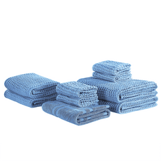 Beliani Sada 9 bavlnených uterákov modrá AREORA