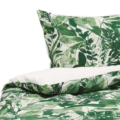 Beliani Posteľné obliečky z bavlneného saténu 155 x 220 cm zelená/biela GREENWOOD