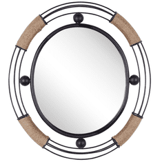Beliani Nástenné zrkadlo čierny ovál 55 x 50 cm MOULINS