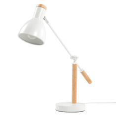 Beliani Biela stolná lampa z dreva a kovu PECKOS