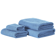 Beliani Sada 4 bavlnených uterákov modrá AREORA