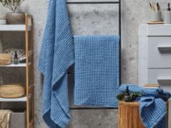 Beliani Sada 4 bavlnených uterákov modrá AREORA