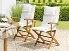 Beliani Sada dvoch záhradných stoličiek s bielymi vankúšmi MAUI