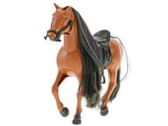 Mikro Trading Kôň 18 cm, 3 kusy so sedlom a príslušenstvom v papierovej stajni
