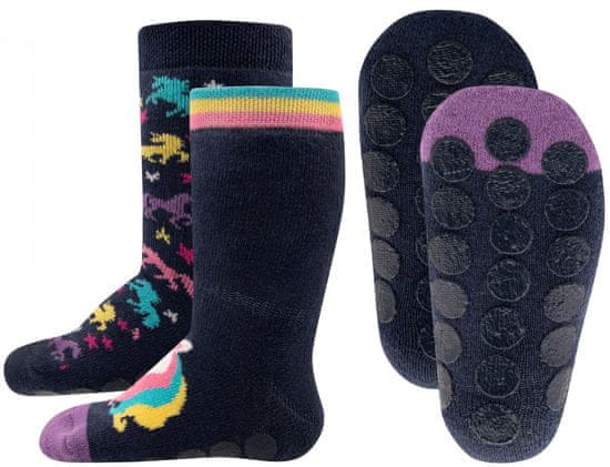 EWERS 2pack dievčenských protišmykových ponožiek ABS s jednorožcom 225087
