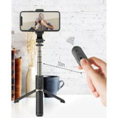 MG Bluetooth Selfie tyč so statívom, čierna