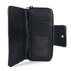 VegaLM Kožená dámska peňaženka s bohatou výbavou, čierna farba