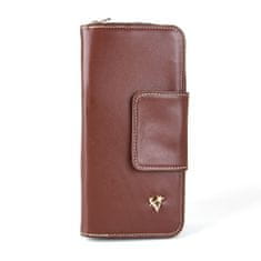 VegaLM Kožená dámska peňaženka s bohatou výbavou, hnedá farba