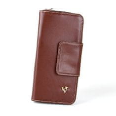 VegaLM Kožená dámska peňaženka s bohatou výbavou, hnedá farba