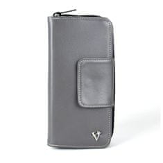 VegaLM Kožená dámska peňaženka s bohatou výbavou, šedá farba