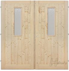 Hdveře vráta palubovkové dvere sklo 212/203 vrátane drevenej zárubne, zámok fab, pravá