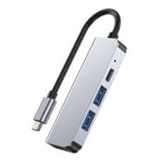 Tech-protect V2 HUB adaptér 2x USB / USB-C / HDMI, sivý