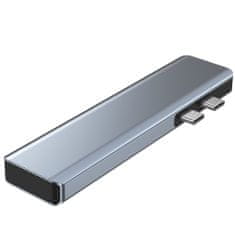 Tech-protect V5 HUB adaptér 2x USB / 2x USB-C / HDMI / SD / Micro SD / TF, sivý