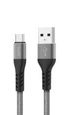 SEFIS nabíjací dátový kábel Premium s konektormi USB-A a Micro-USB stříbrný 2m