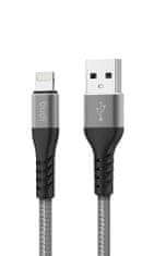 SEFIS nabíjací dátový kábel Premium s konektormi USB-A a Lightning stříbrný 2m