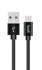 SEFIS nabíjací dátový kábel s konektormi USB-A a Micro-USB 1m čierny s opletením