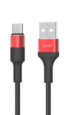 SEFIS nabíjací dátový kábel Premium-RD s konektormi USB-A a USB-C 1m čierno-červený