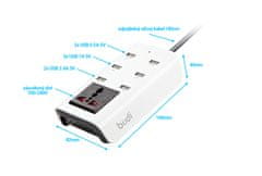 SEFIS domáca nabíjačka 6x USB s káblom 180 cm a zásuvkovým slotom