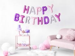 PartyDeco Balónový banner Happy Birthday ružovo fialový 340cm