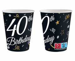 GoDan Papierové poháre 40th Birthday - 6 ks / 200 ml