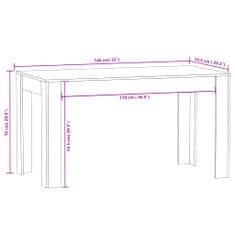 Vidaxl Jedálenský stôl sivý dub somoma 140x74,5x76 cm spracované drevo